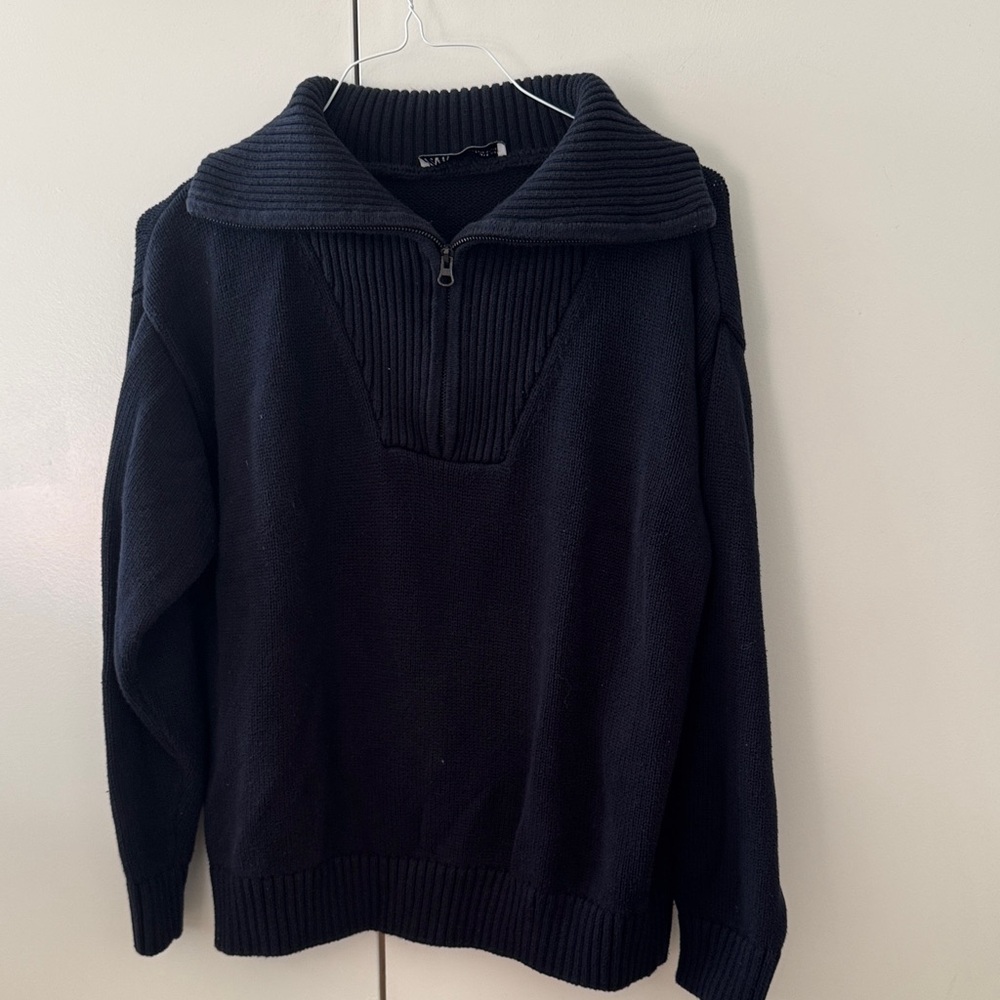 Zara Navy Quarter Zip Up Sweater for Women